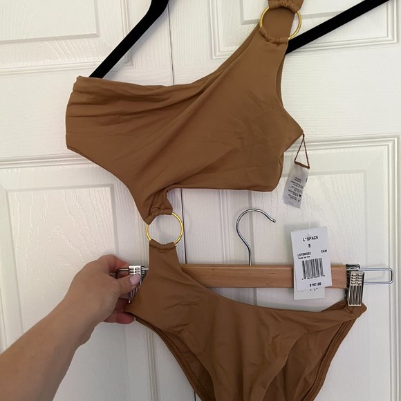 NWT X TESSA BROOKS One Piece Swimsuit, Camel - Picture 7 of 9